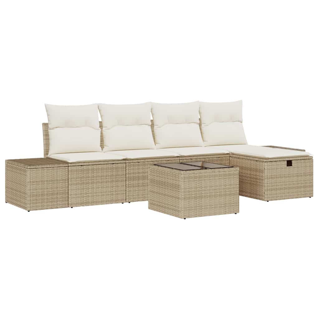 Sofa Set mit Kissen 6 pcs Poly-Rattan