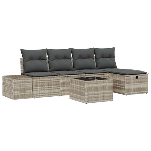 Sofa Set mit Kissen 6 pcs Poly-Rattan