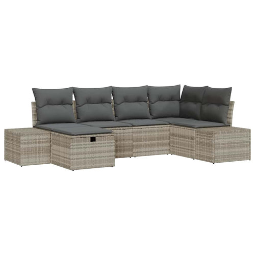 Sofa Set mit Kissen 7 pcs Poly-Rattan