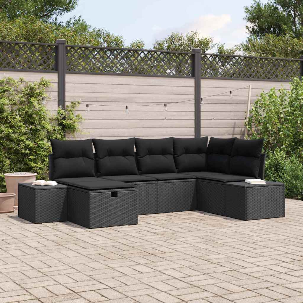 Sofa Set mit Kissen 6 pcs Poly-Rattan