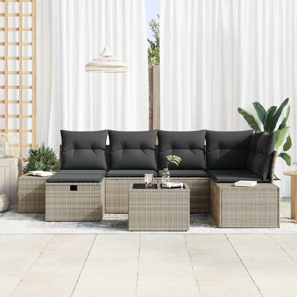 Sofa Set mit Kissen 6 pcs Poly-Rattan