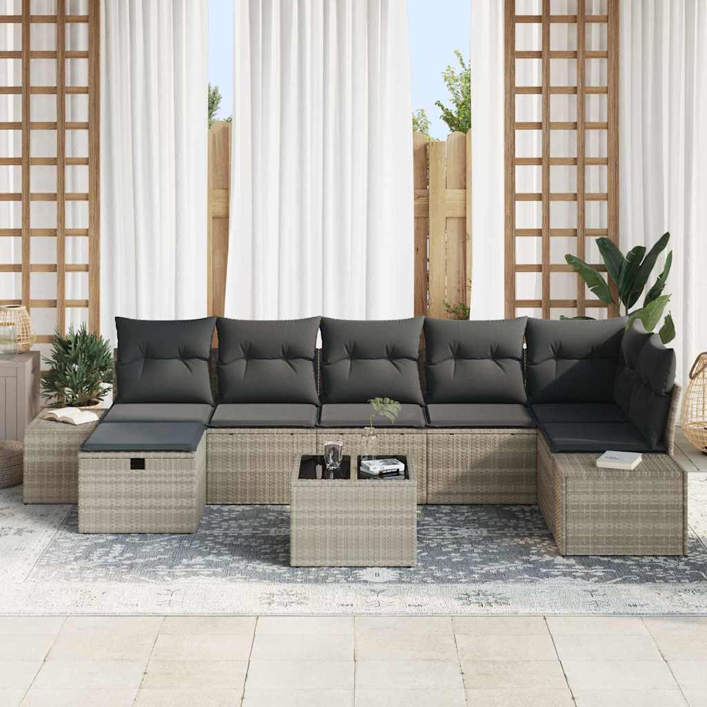 Sofa Set mit Kissen 8 pcs Poly-Rattan