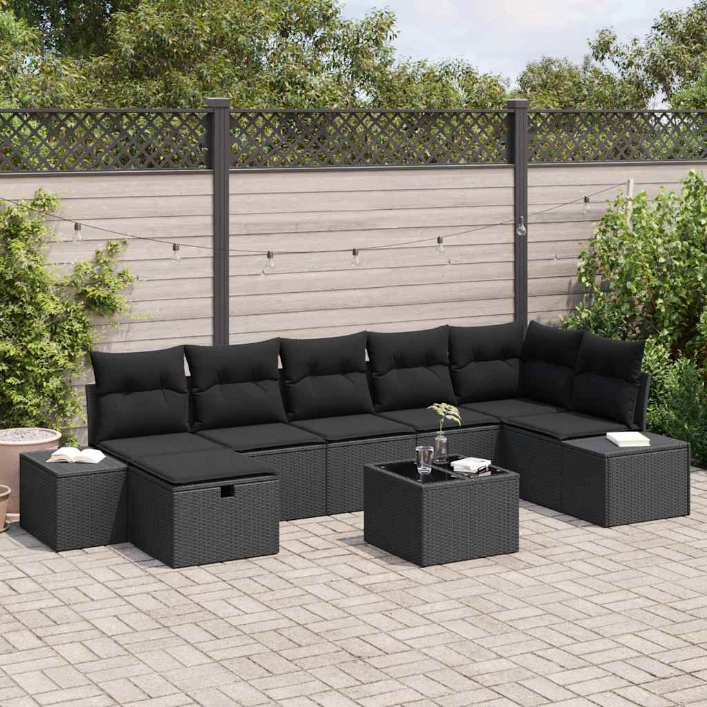 Sofa Set mit Kissen 8 pcs Poly-Rattan