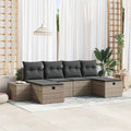 Gartensofa-set mit Kissen mit Speicher 6 pcs Grau Poly-Rattan