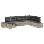 Garten-Sofa-Set mit Kissen 8 pcs Hellgrau Poly Rattan