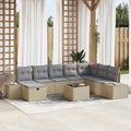 Garten-Sofa-Set mit Kissen 9 pcs Beige Poly Rattan
