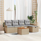 Gartensofa-set mit Kissen mit Speicher 6 pcs Beige Poly Rattan