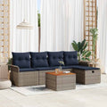 Gartensofa-set mit Kissen mit Speicher 6 pcs Grau Poly Rattan