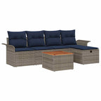 Gartensofa-set mit Kissen mit Speicher 6 pcs Grau Poly Rattan