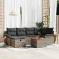 Gartensofa-set mit Kissen mit Speicher 7 pcs Grau Poly Rattan