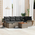 Gartensofa-set mit Kissen mit Speicher 7 pcs Grau Poly Rattan