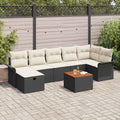 Gartensofa-set mit Kissen 8 pcs Schwarz Poly Rattan