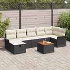 Gartensofa-set mit Kissen 8 pcs Schwarz Poly Rattan