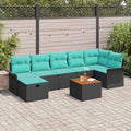 Gartensofa-set mit Kissen 8 pcs Schwarz Poly Rattan