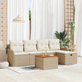 Gartensofa-set mit Kissen mit Speicher 6 pcs Beige Poly Rattan
