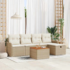 Gartensofa-set mit Kissen mit Speicher 6 pcs Beige Poly Rattan