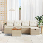 Gartensofa-set mit Kissen mit Speicher 6 pcs Beige Poly Rattan