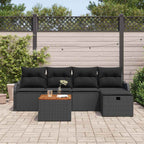 Gartensofa-set mit Kissen 6 pcs Schwarz Poly Rattan