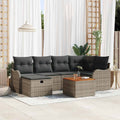 Gartensofa-set mit Kissen mit Speicher 7 pcs Grau Poly Rattan