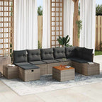Gartensofa-set mit Kissen mit Speicher 8 pcs Grau Poly Rattan