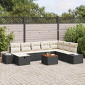 Gartensofa-set mit Kissen 9 pcs Schwarz Poly Rattan