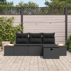 Gartensofa-set mit Kissen 4 pcs Schwarz Poly-Rattan