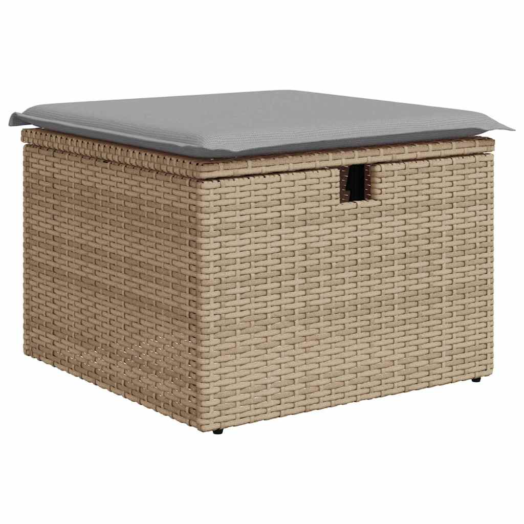 Gartensofa-set mit Kissen mit Speicher 4 pcs Beige Poly-Rattan