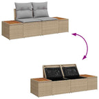 Gartensofa-set mit Kissen mit Speicher 4 pcs Beige Poly-Rattan