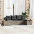 Garten-Sofa-Set mit Kissen 5 pcs Grau Poly Rattan