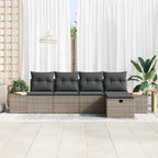 Garten-Sofa-Set mit Kissen 5 pcs Grau Poly Rattan
