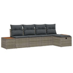 Garten-Sofa-Set mit Kissen 5 pcs Grau Poly Rattan