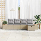 Garten-Sofa-Set mit Kissen 5 pcs Beige Poly Rattan