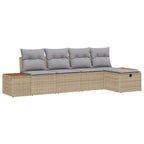 Garten-Sofa-Set mit Kissen 5 pcs Beige Poly Rattan