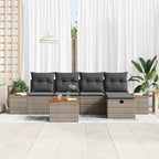 Garten-Sofa-Set mit Kissen 6 pcs Grau Poly Rattan