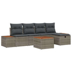 Garten-Sofa-Set mit Kissen 6 pcs Grau Poly Rattan