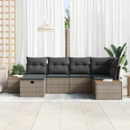 Gartensofa-set mit Kissen mit Speicher Grau Poly-Rattan