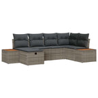 Gartensofa-set mit Kissen mit Speicher Grau Poly-Rattan