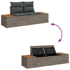Gartensofa-set mit Kissen mit Speicher Grau Poly-Rattan