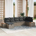 Garten-Sofa-Set mit Kissen 7 pcs Grau Poly Rattan