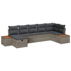 Garten-Sofa-Set mit Kissen 7 pcs Grau Poly Rattan