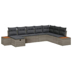 Gartensofa-set mit Kissen mit Speicher Grau Poly-Rattan