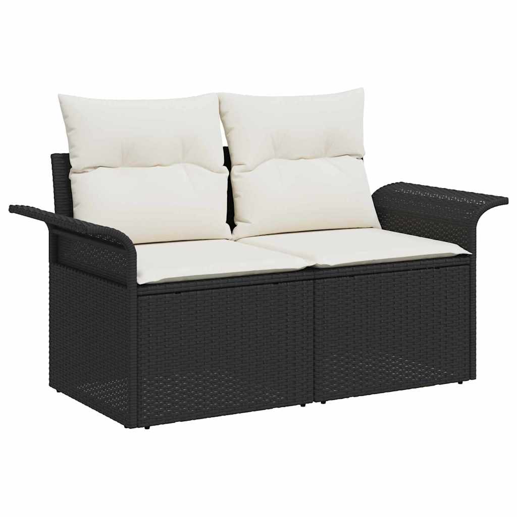 Garten-Sofa-Set mit Kissen 6 pcs Schwarz Poly Rattan