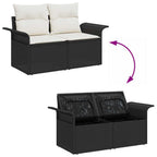 Garten-Sofa-Set mit Kissen 6 pcs Schwarz Poly Rattan