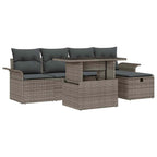 Garten-Sofa-Set mit Kissen mit Speicher 6 pcs Grau Poly Rattan