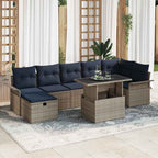 Garten-Sofa-Set mit Kissen mit Speicher 8 pcs Grau Poly Rattan