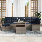 Garten-Sofa-Set mit Kissen mit Speicher 8 pcs Grau Poly Rattan