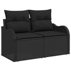 Garten-Sofa-Set mit Kissen 6 pcs Schwarz Poly Rattan