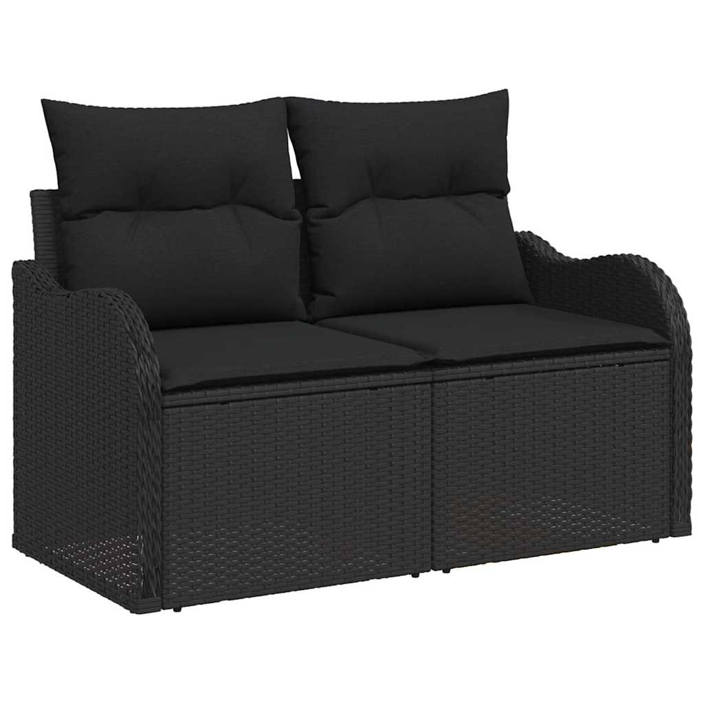 Garten-Sofa-Set mit Kissen 6 pcs Schwarz Poly Rattan