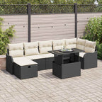 Garten-Sofa-Set mit Kissen 8 pcs Schwarz Poly Rattan