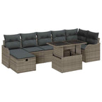 Garten-Sofa-Set mit Kissen mit Speicher 8 pcs Grau Poly Rattan
